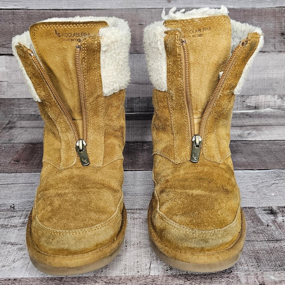 UGG KOOLABUURA Ankle BOOTS BOOTIES 1121540K Suede Fur Brown Zip Up Big Girl 4 - Picture 6 of 9